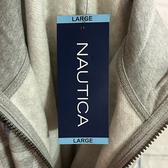 Nautica Men’s Gray Checkered Partial Zip Pull over, Large, NWT - Picture 4 of 6